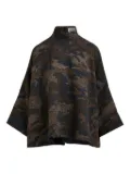 Essentiel Antwerp camouflage-pattern high-neck blouse - Brown