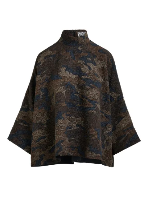 Essentiel Antwerp camouflage-pattern high-neck blouse