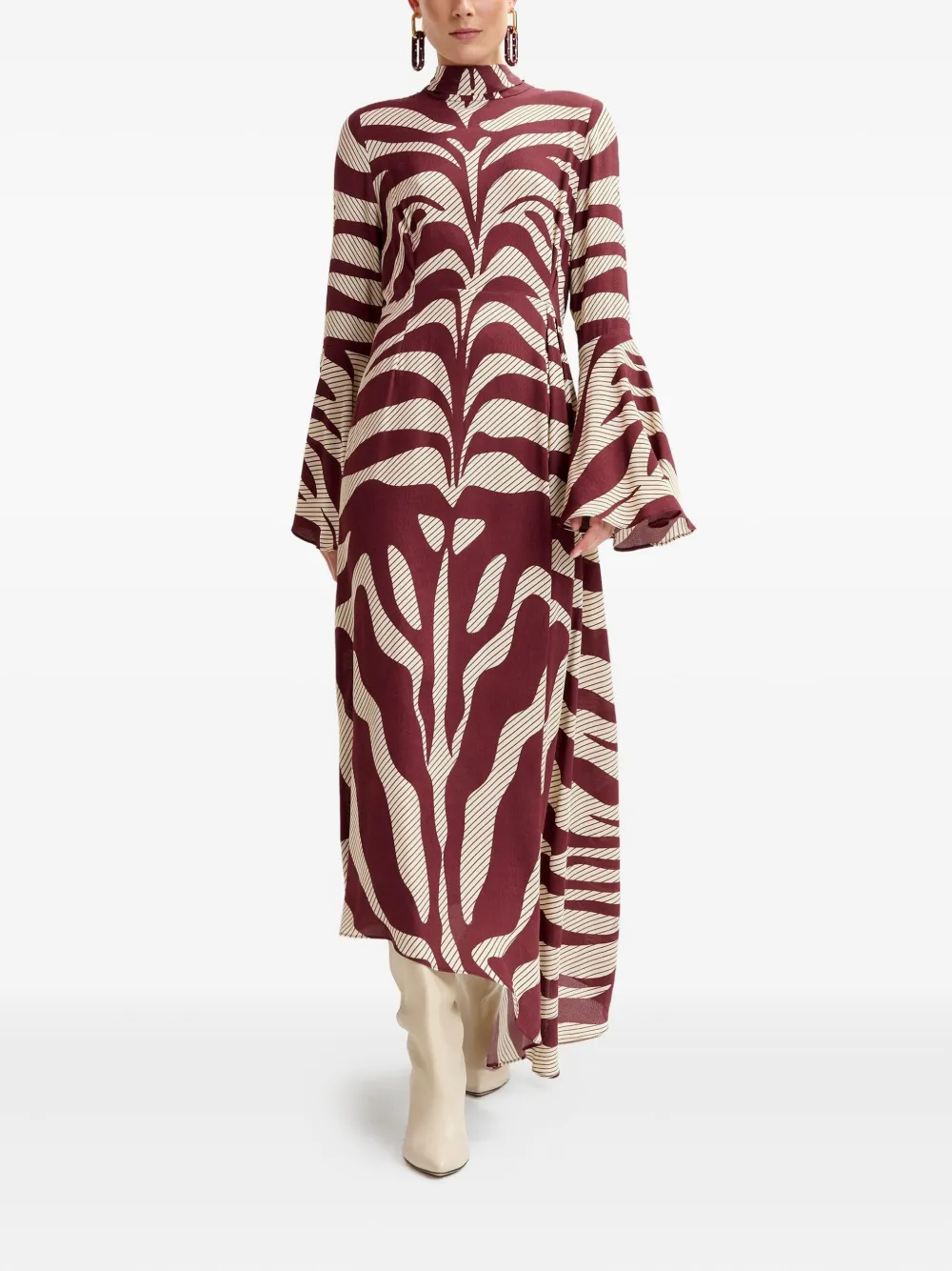 Essentiel Antwerp zebra-print midi dress - Beige