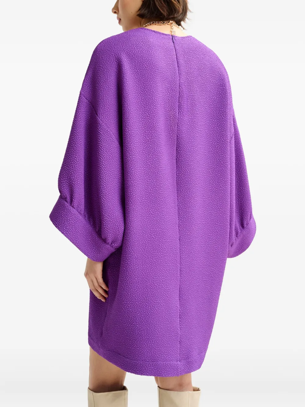 Essentiel Antwerp Textured Round-neck Midi Dress In Purple