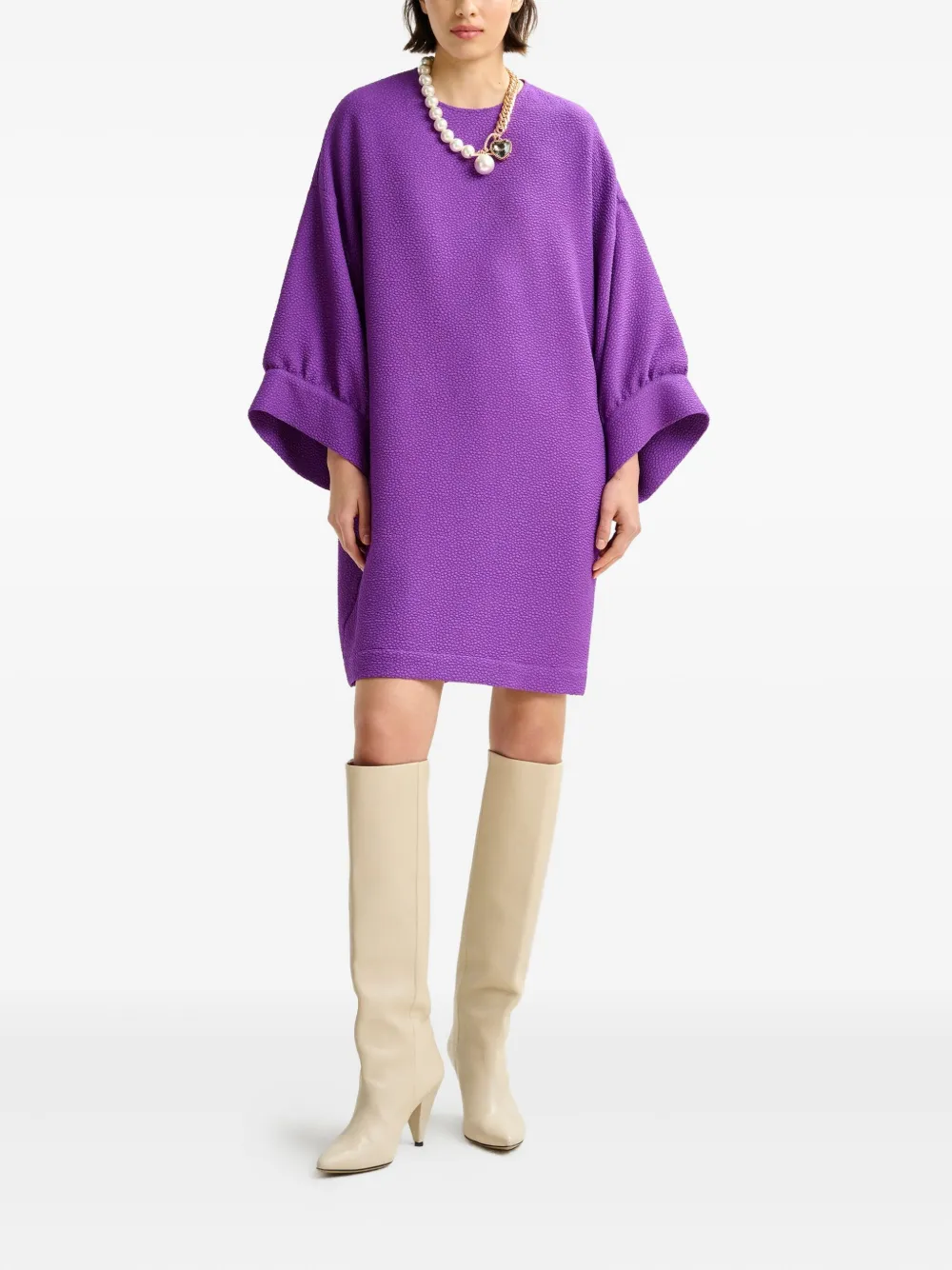 Essentiel Antwerp textured round-neck midi dress - Paars