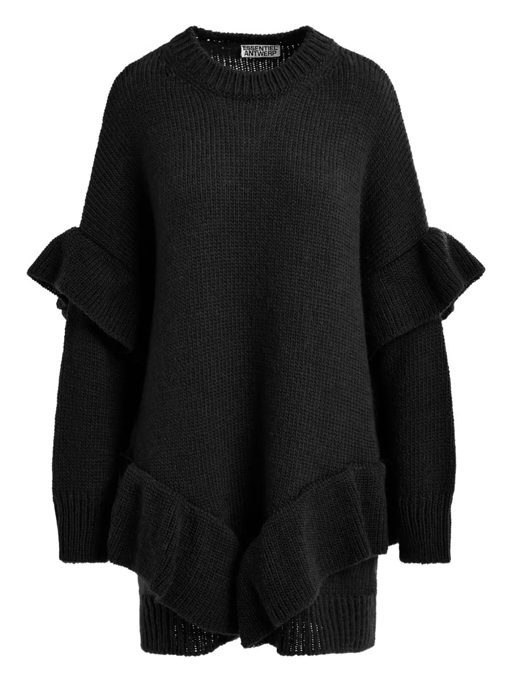 Essentiel Antwerp Ruffle-details Mini Dress In Black