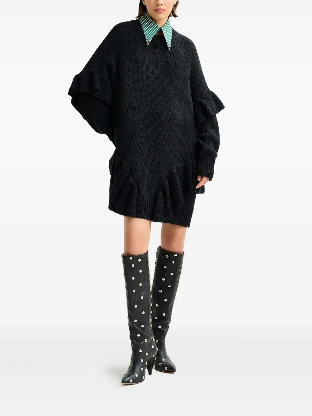 Essentiel Antwerp Mini-jurk met ruches - Zwart