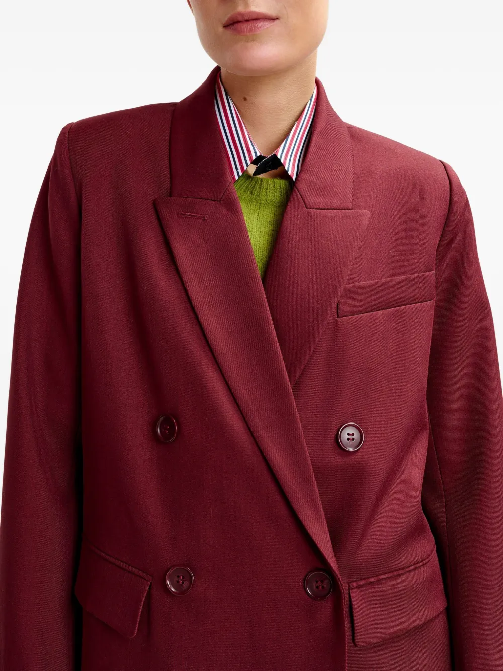 Essentiel Antwerp Double-breasted Padded-shoulder Blazer In Red