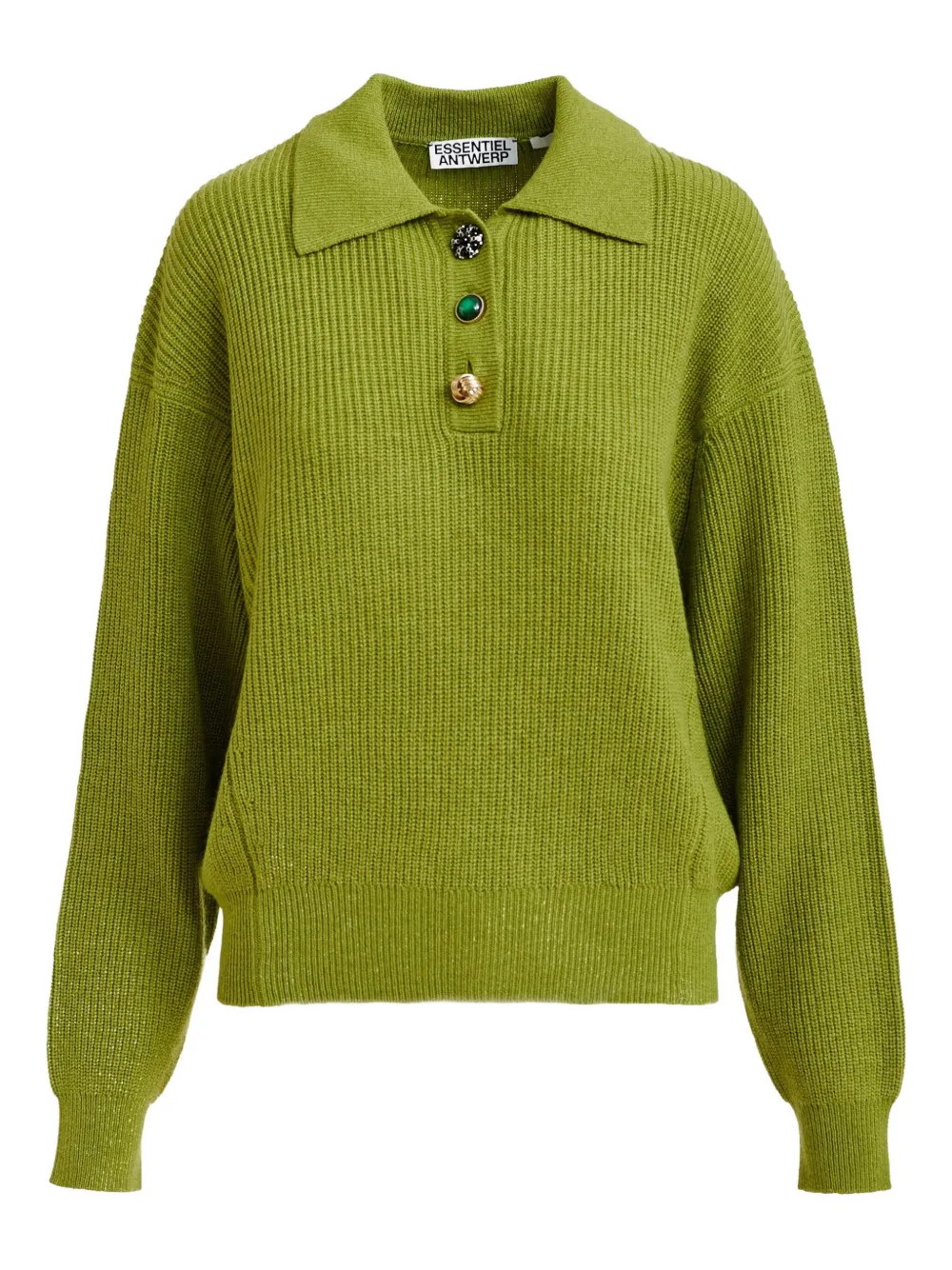 Essentiel Antwerp button-embellishment polo top | Green | Image 1