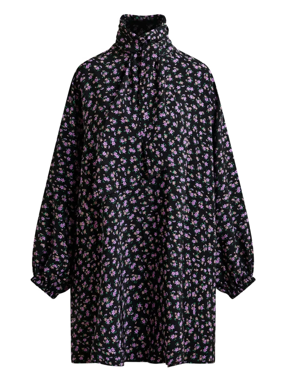 Essentiel Antwerp high-neck floral-print midi dress - ブラック Essentiel Antwerp high-neck floral-print midi dress - ブラック