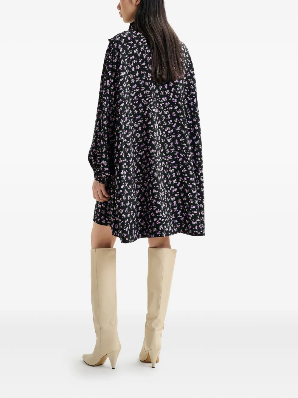 Essentiel Antwerp High-neck Floral-print Midi Dress In Blue