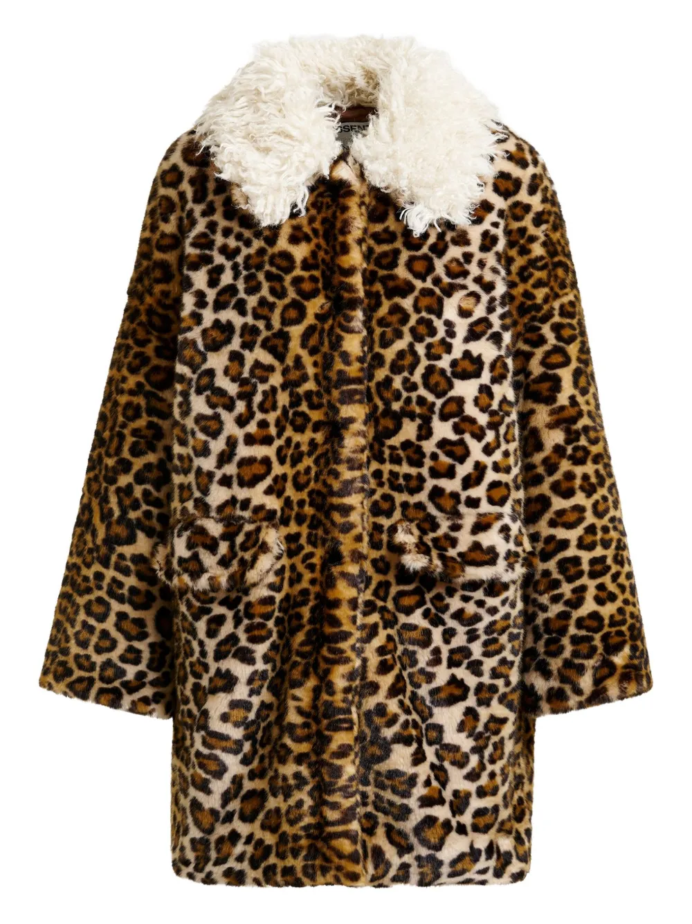 Essentiel Antwerp leopard-print contrast-collar coat - ブラウン Essentiel Antwerp leopard-print contrast-collar coat - ブラウン