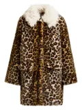 Essentiel Antwerp leopard-print contrast-collar coat - Brown