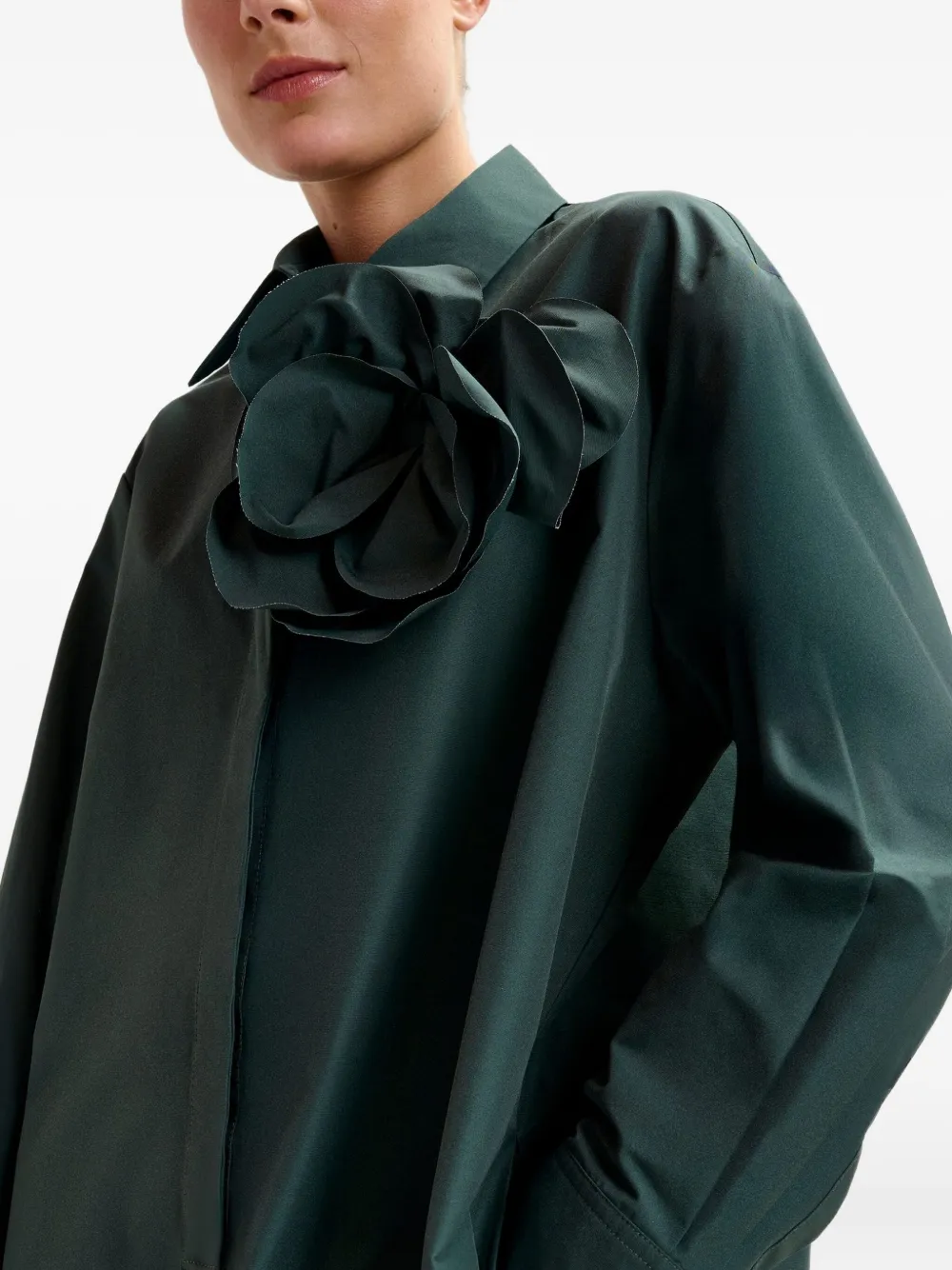 Essentiel Antwerp Flower-embellished Ruffled-hem Mini Dress In Black
