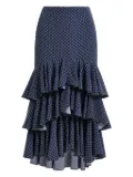 Essentiel Antwerp paisley-print tiered ruffle skirt - Blue