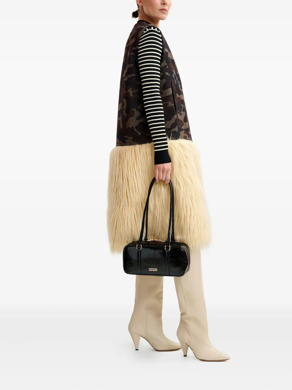 Essentiel Antwerp Camouflage-print Faux-fur Jacket In Multi