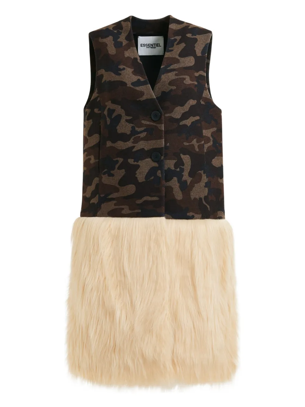 Essentiel Antwerp camouflage-print faux-fur jacket - グリーン Essentiel Antwerp camouflage-print faux-fur jacket - グリーン