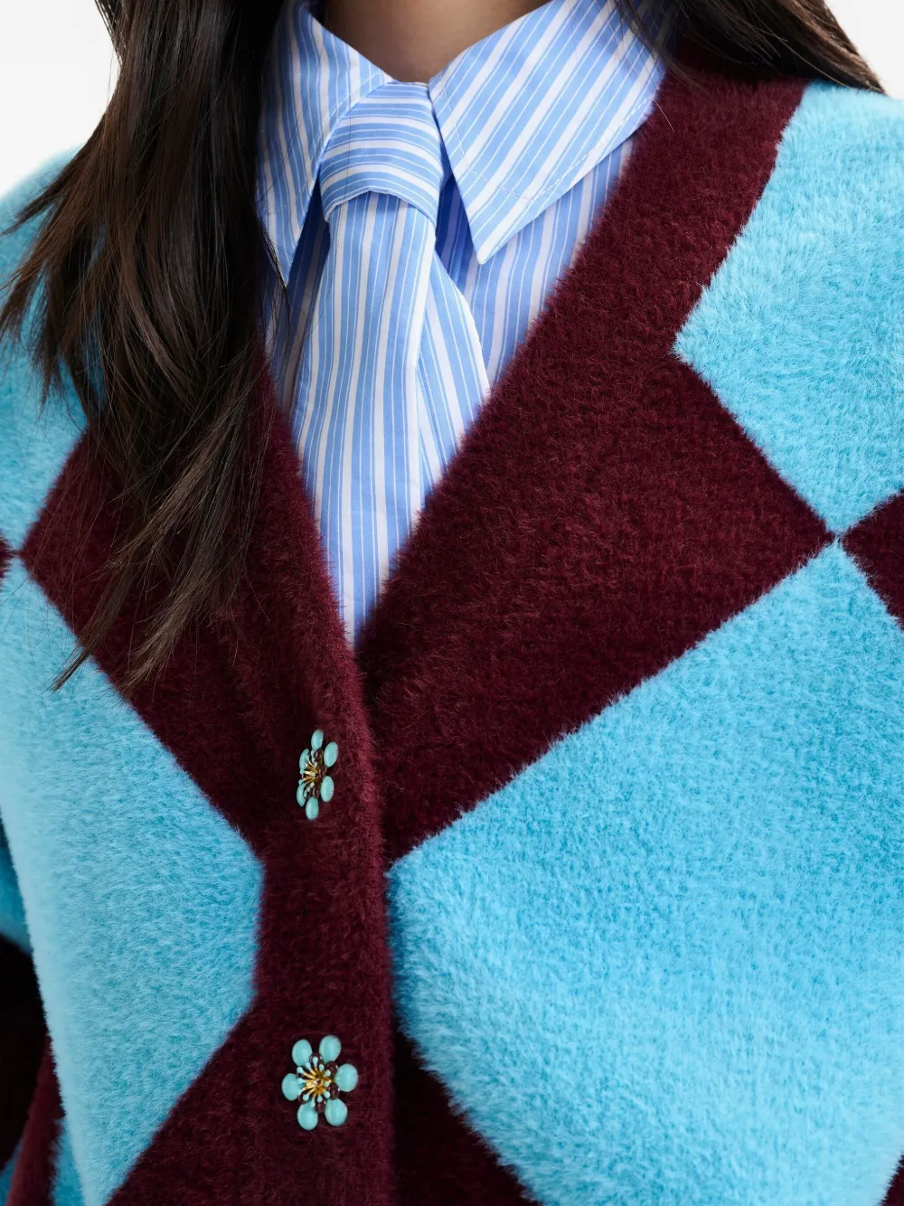 Essentiel Antwerp Diamond-pattern Cardigan In Blue