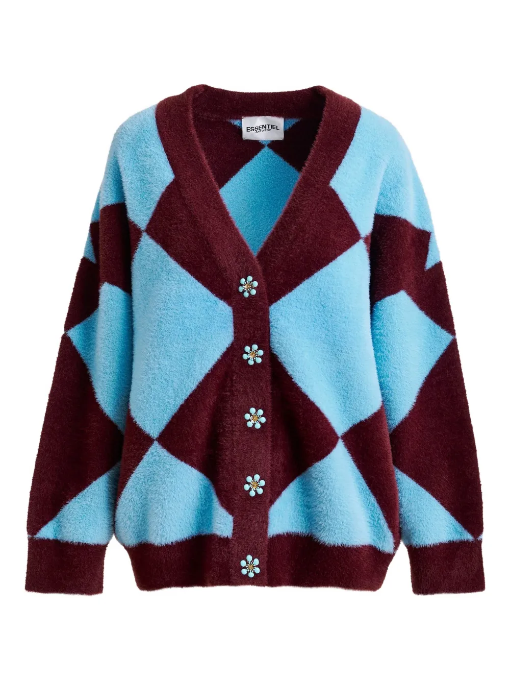 Essentiel Antwerp diamond-pattern cardigan | Blue | Image 1