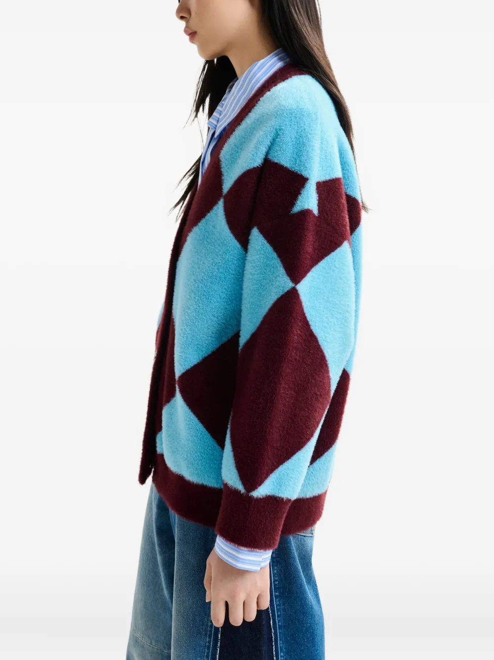 Essentiel Antwerp Diamond-pattern Cardigan In Blue