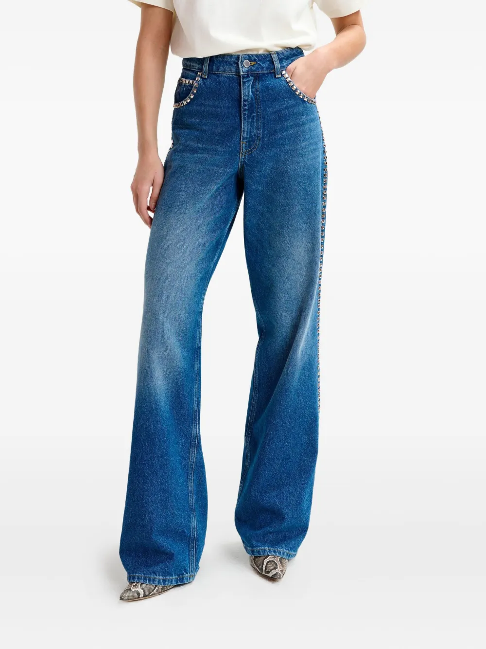 Essentiel Antwerp Stud-embellished Jeans In Blue