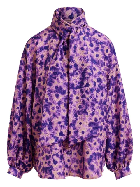 Essentiel Antwerp abstract-print tie-neck blouse