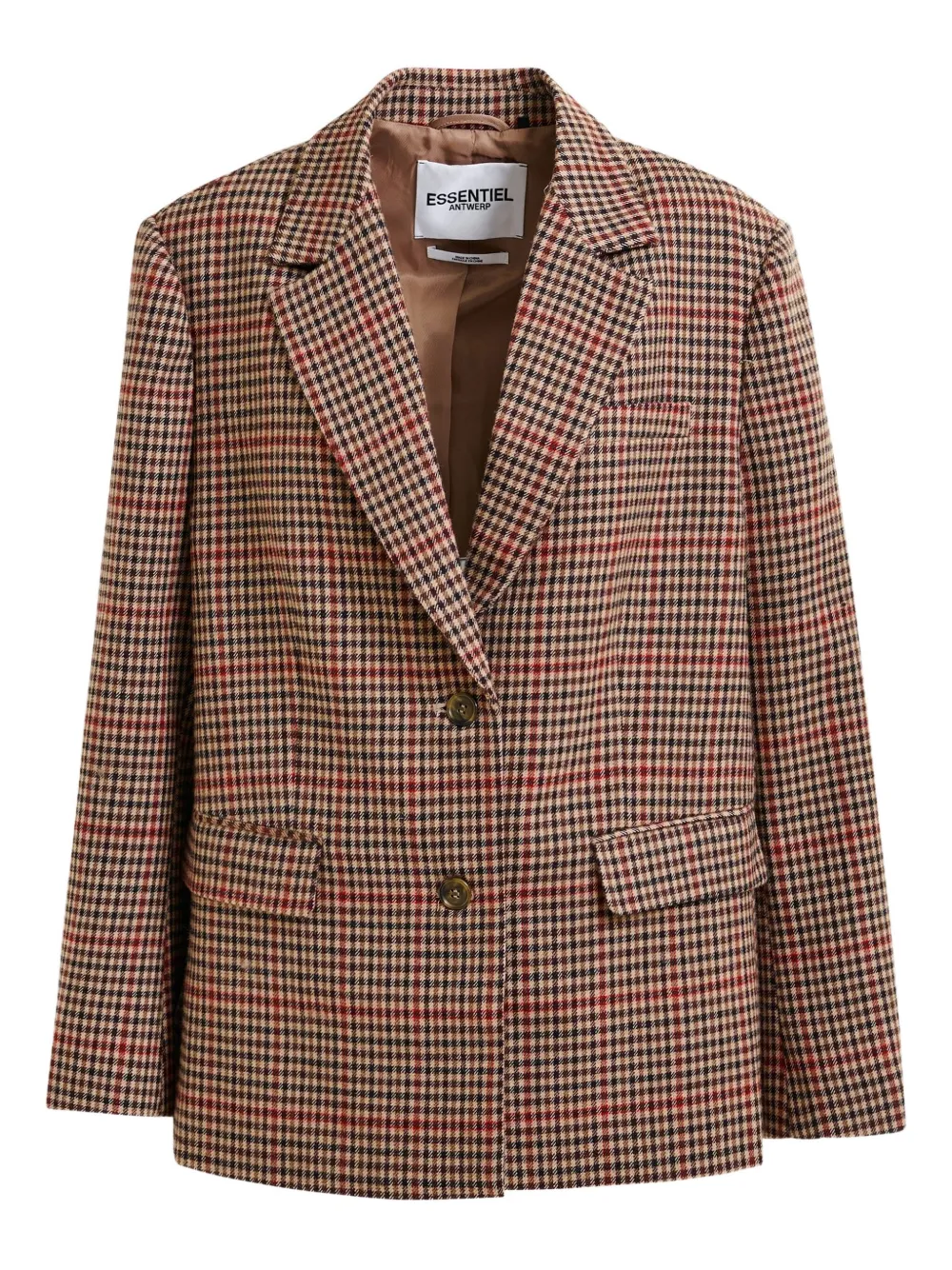 Essentiel Antwerp check-pattern single-breasted blazer - ブラウン Essentiel Antwerp check-pattern single-breasted blazer - ブラウン
