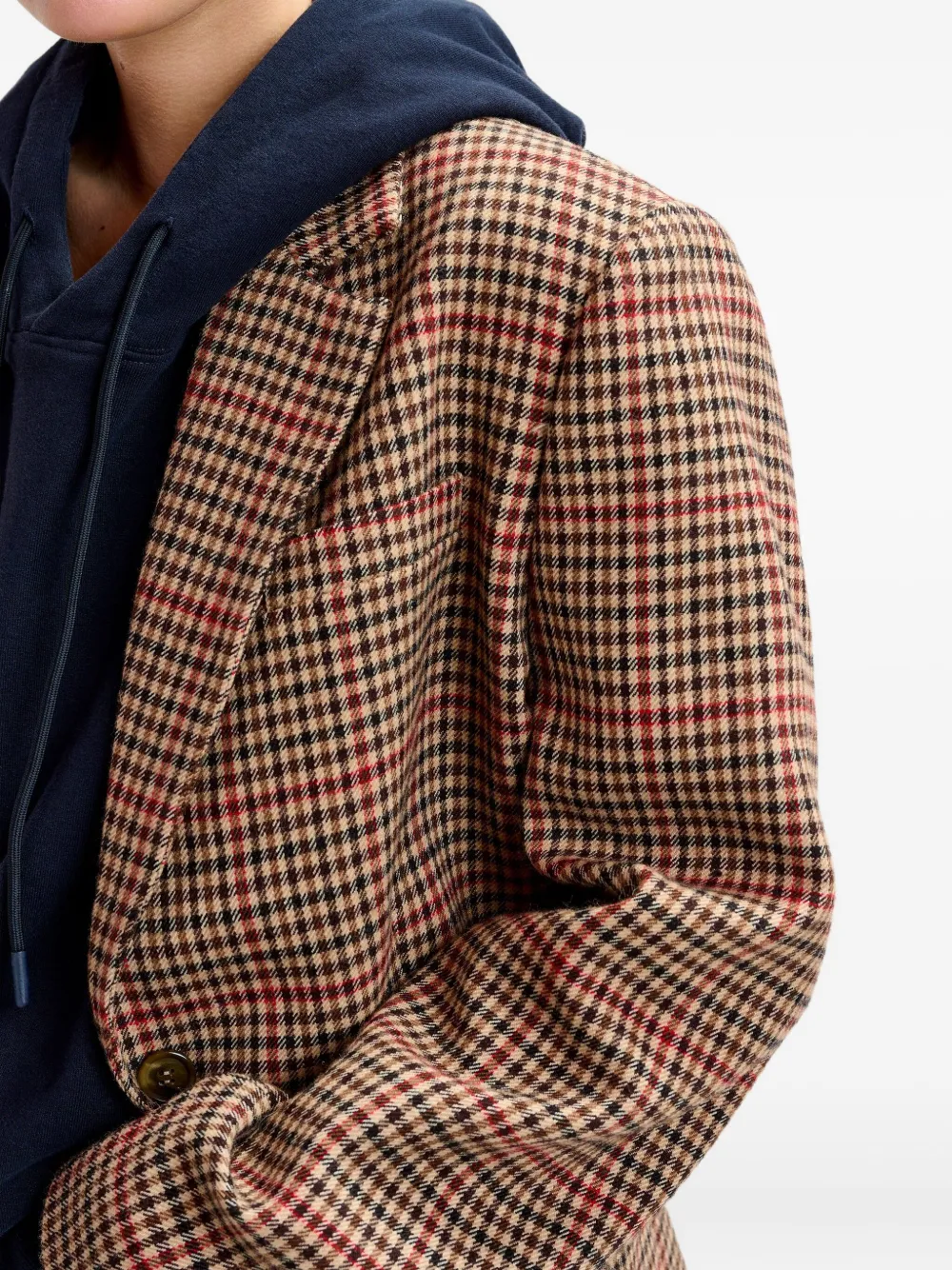Essentiel Antwerp Check-pattern Single-breasted Blazer In Brown