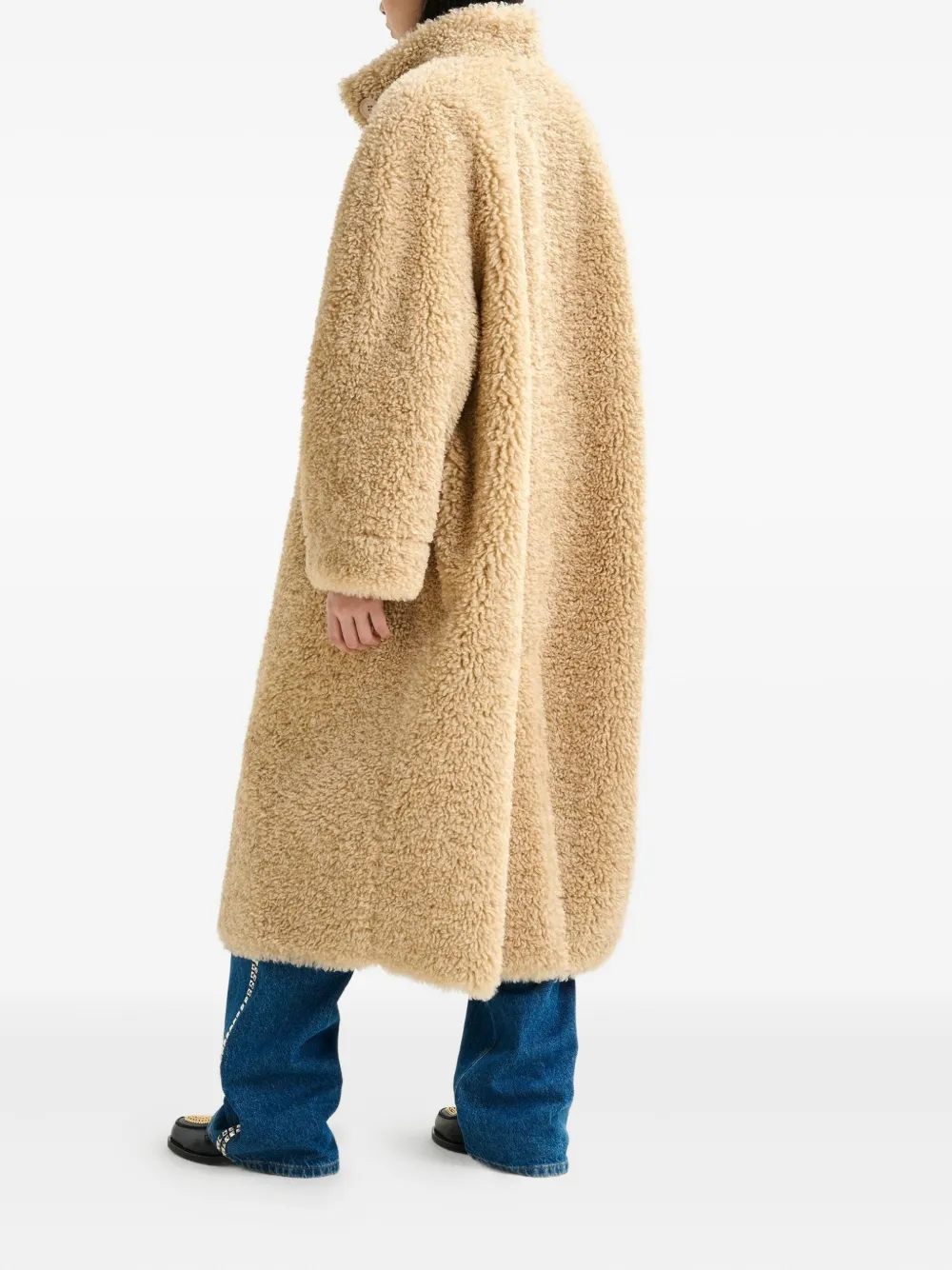 Essentiel Antwerp Ispot Stand-up Collar Faux-shearling Coat In Brown