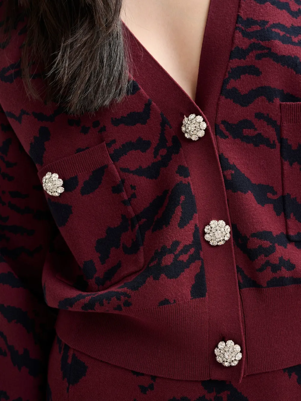 Essentiel Antwerp Icali Tiger-print Cardigan In Red