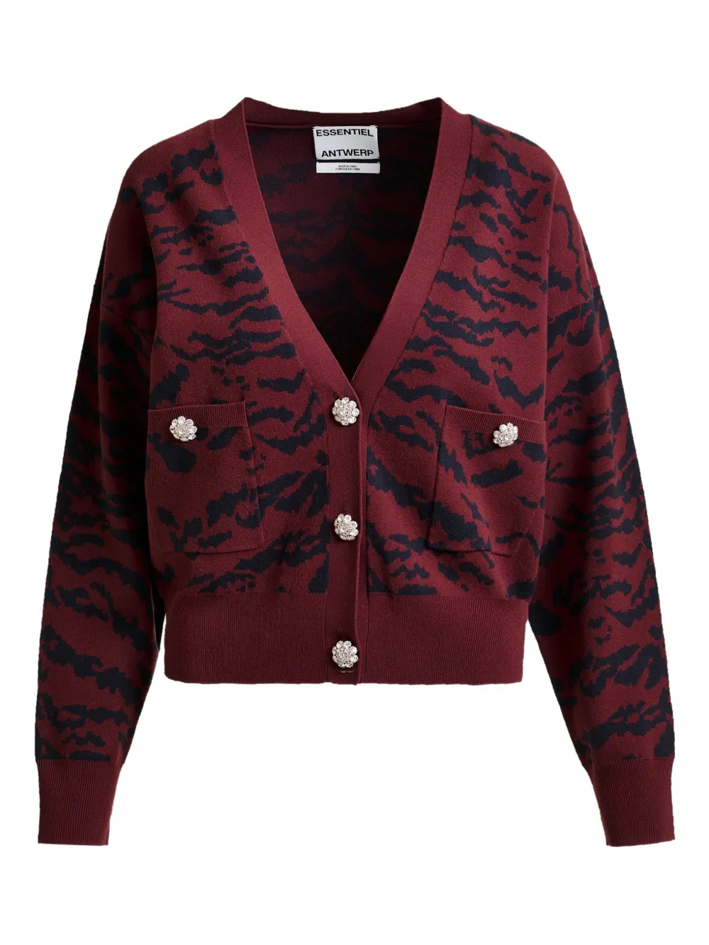 Essentiel Antwerp Icali tiger-print cardigan | Red | Image 1
