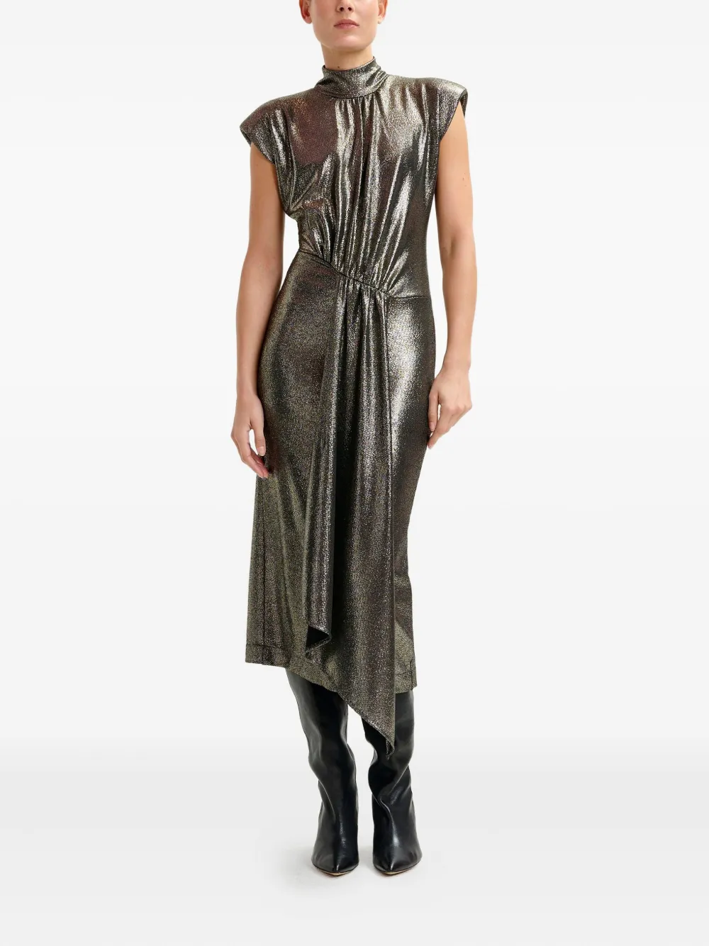 Essentiel Antwerp lurex mock-neck midi dress - Grijs