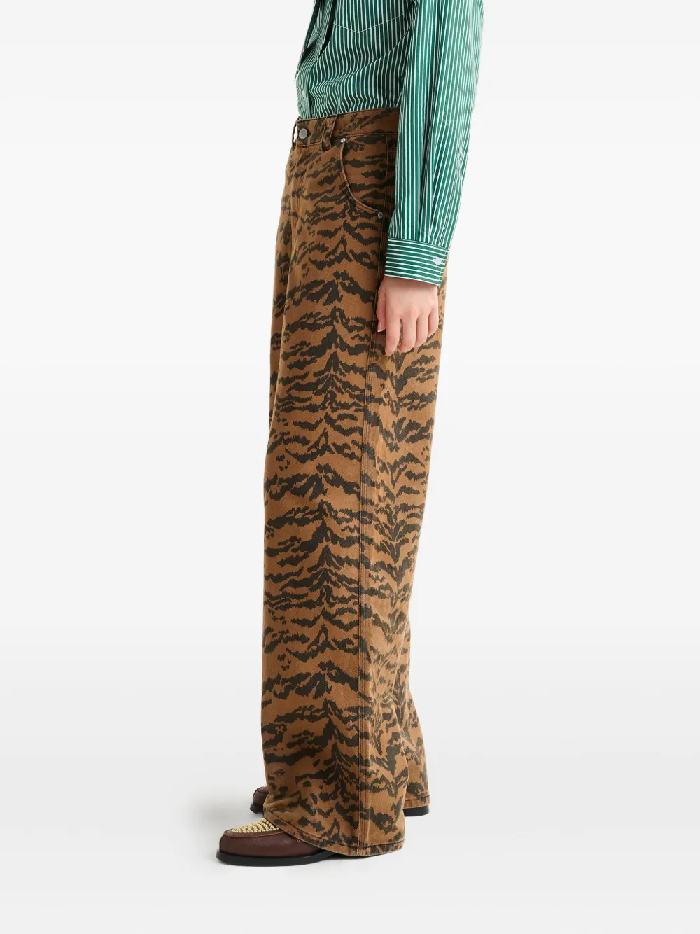 Essentiel Antwerp Tiger-print Jeans In Brown
