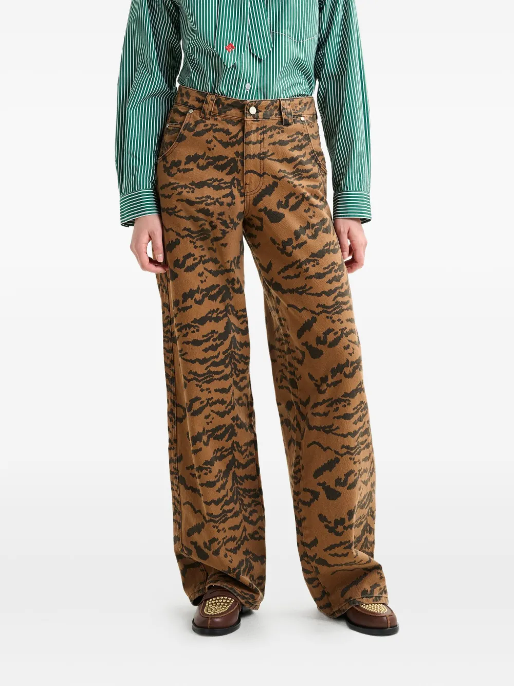 Essentiel Antwerp Tiger-print Jeans In Brown