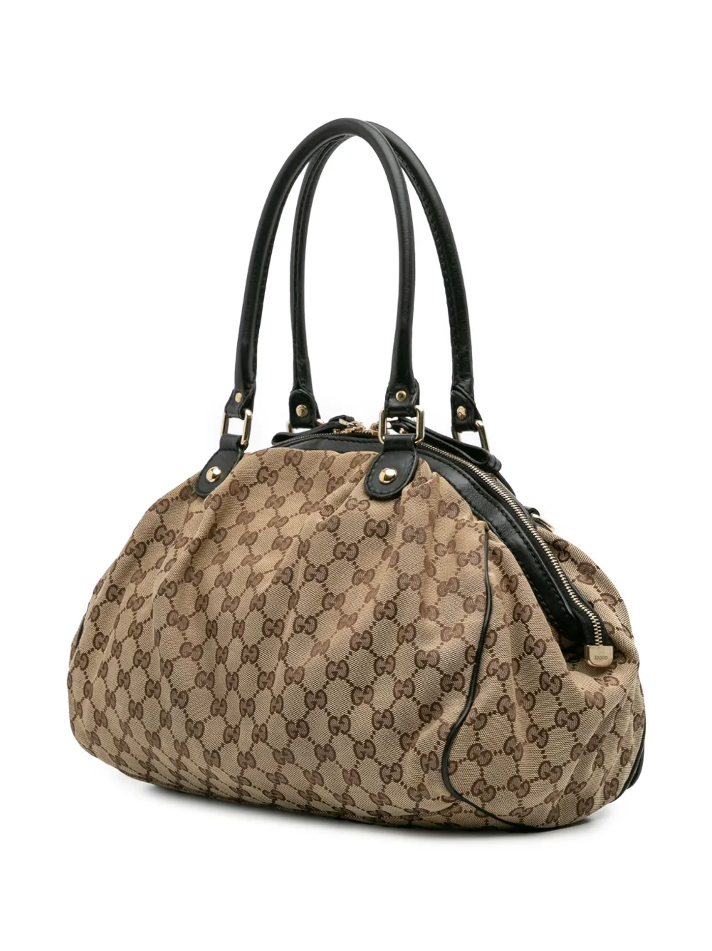 Pre-owned Gucci 2016-2025 Gg Canvas Sukey Satchel In Brown