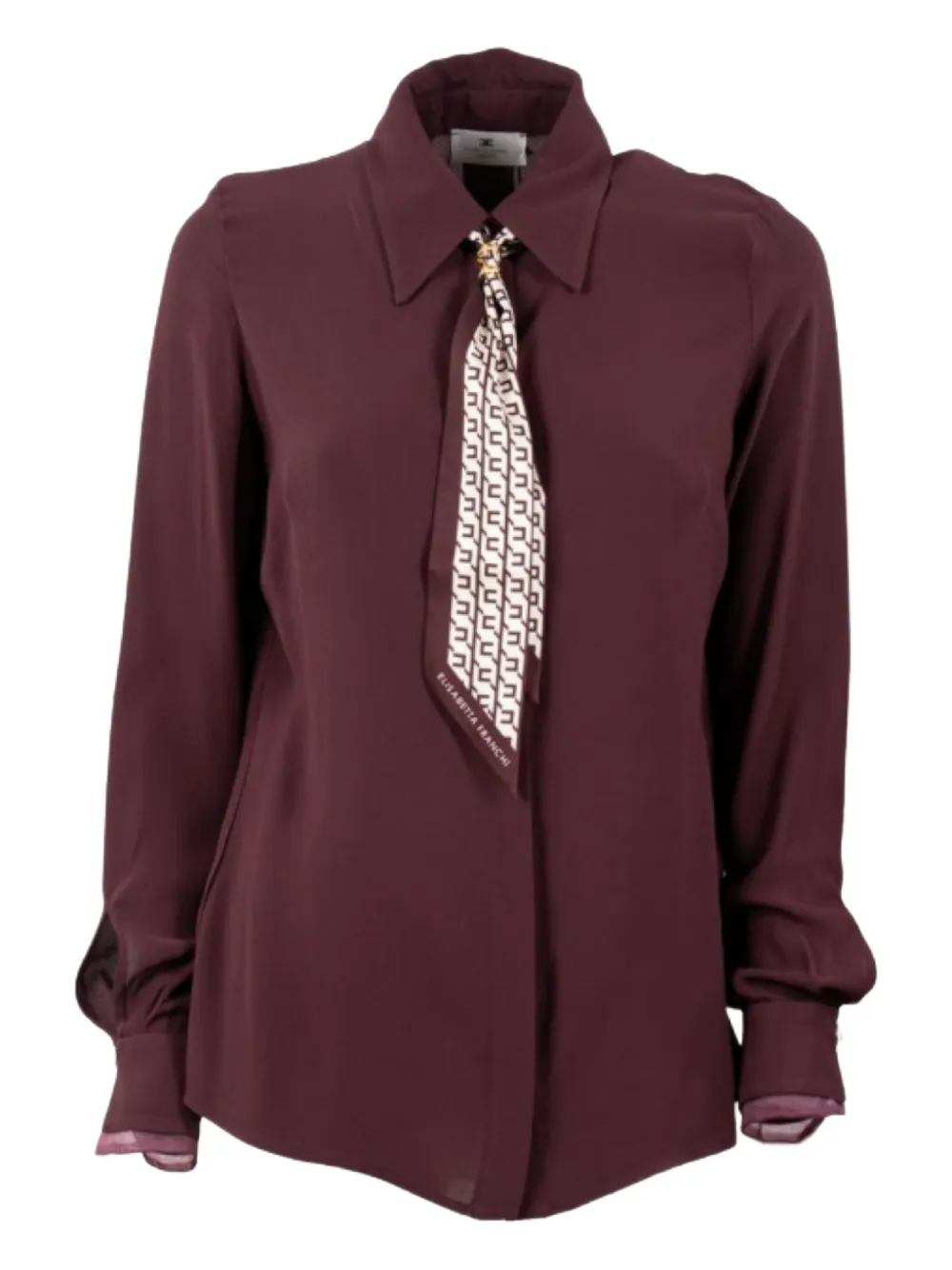 Elisabetta Franchi Embellished-neck Shirt In Burgundy