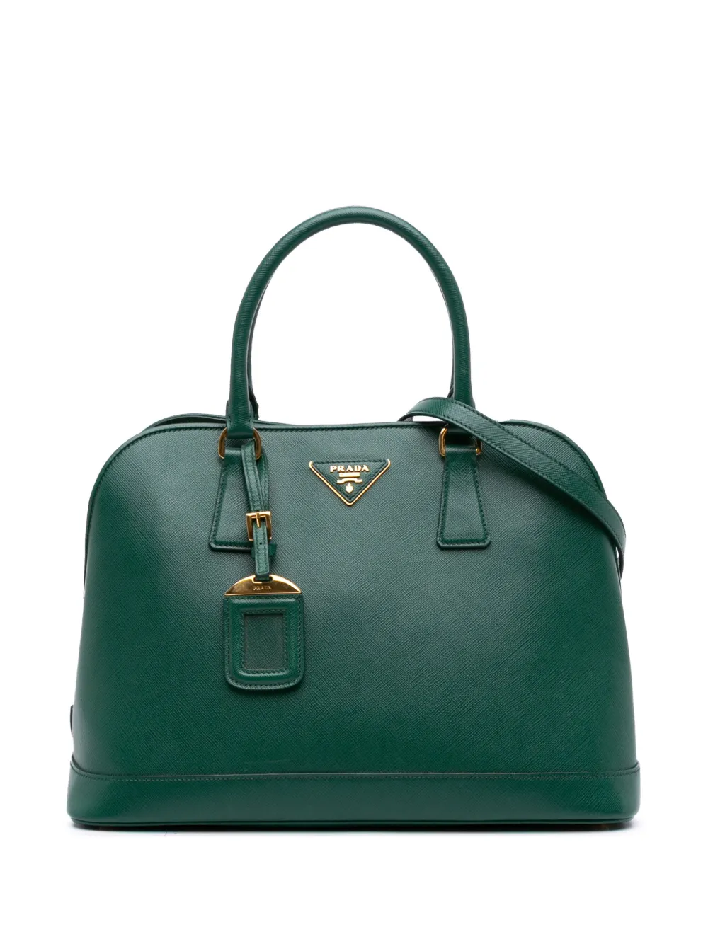 Prada Pre-Owned 2013-2025 ミディアム サフィアーノルクス オープン プロムナード サッチェルバッグ - グリーン Prada Pre-Owned 2013-2025 ミディアム サフィアーノルクス オープン プロムナード サッチェルバッグ - グリーン