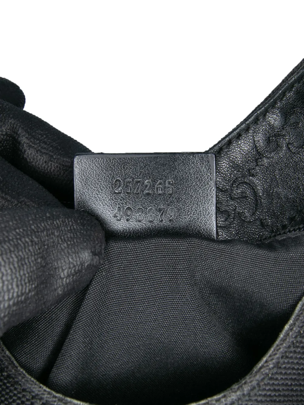 Pre-owned Gucci 2016-2025 Ssima Trimmed Canvas Colbert Shoulder Bag In Black
