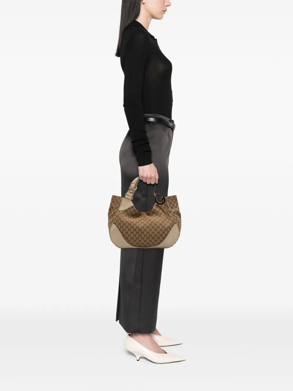 Pre-owned Gucci 2016-2025 Gg Canvas Charlotte Tote Bag In Brown