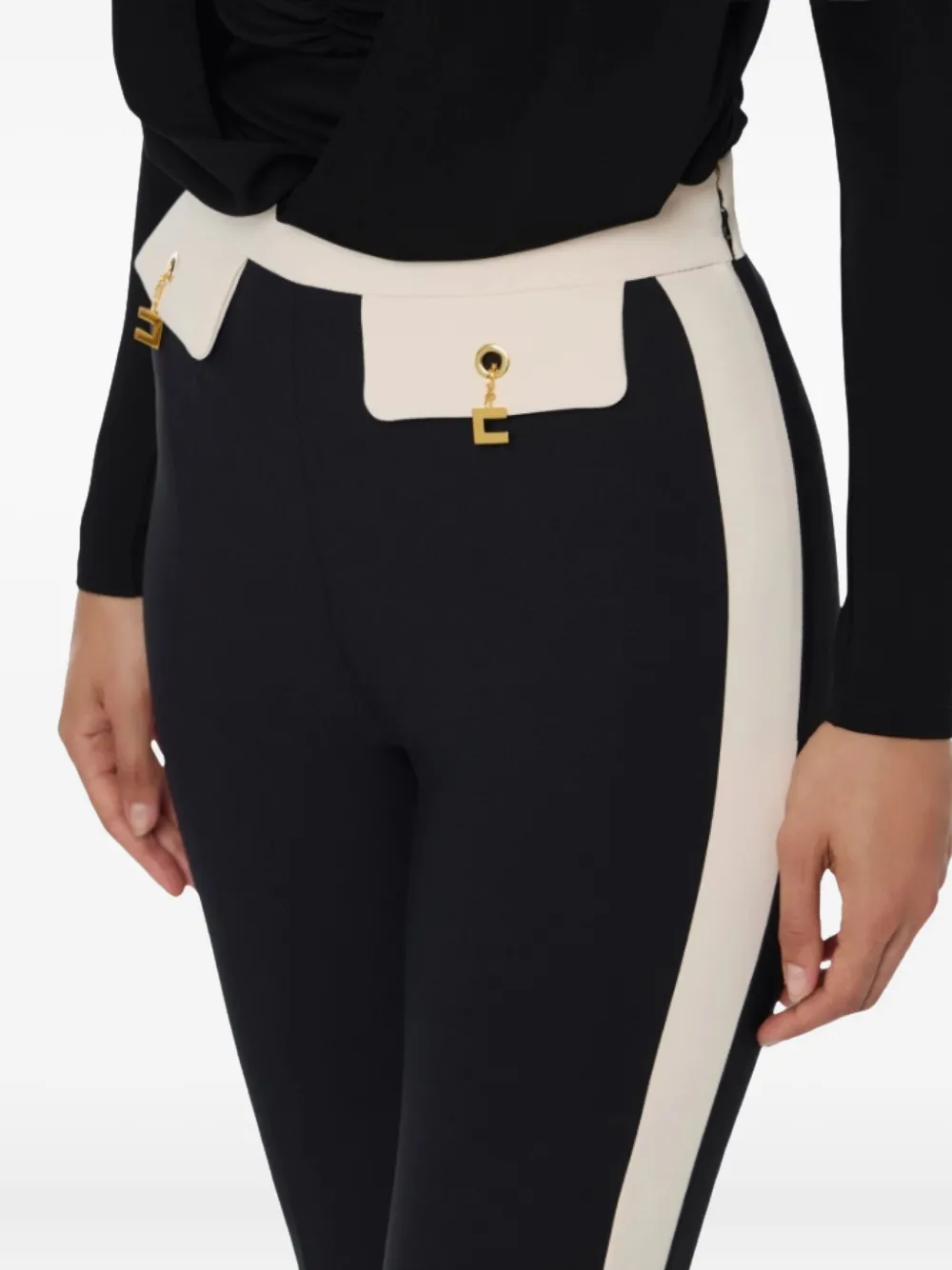 Elisabetta Franchi Panelled Gold-detail Trousers In Multi