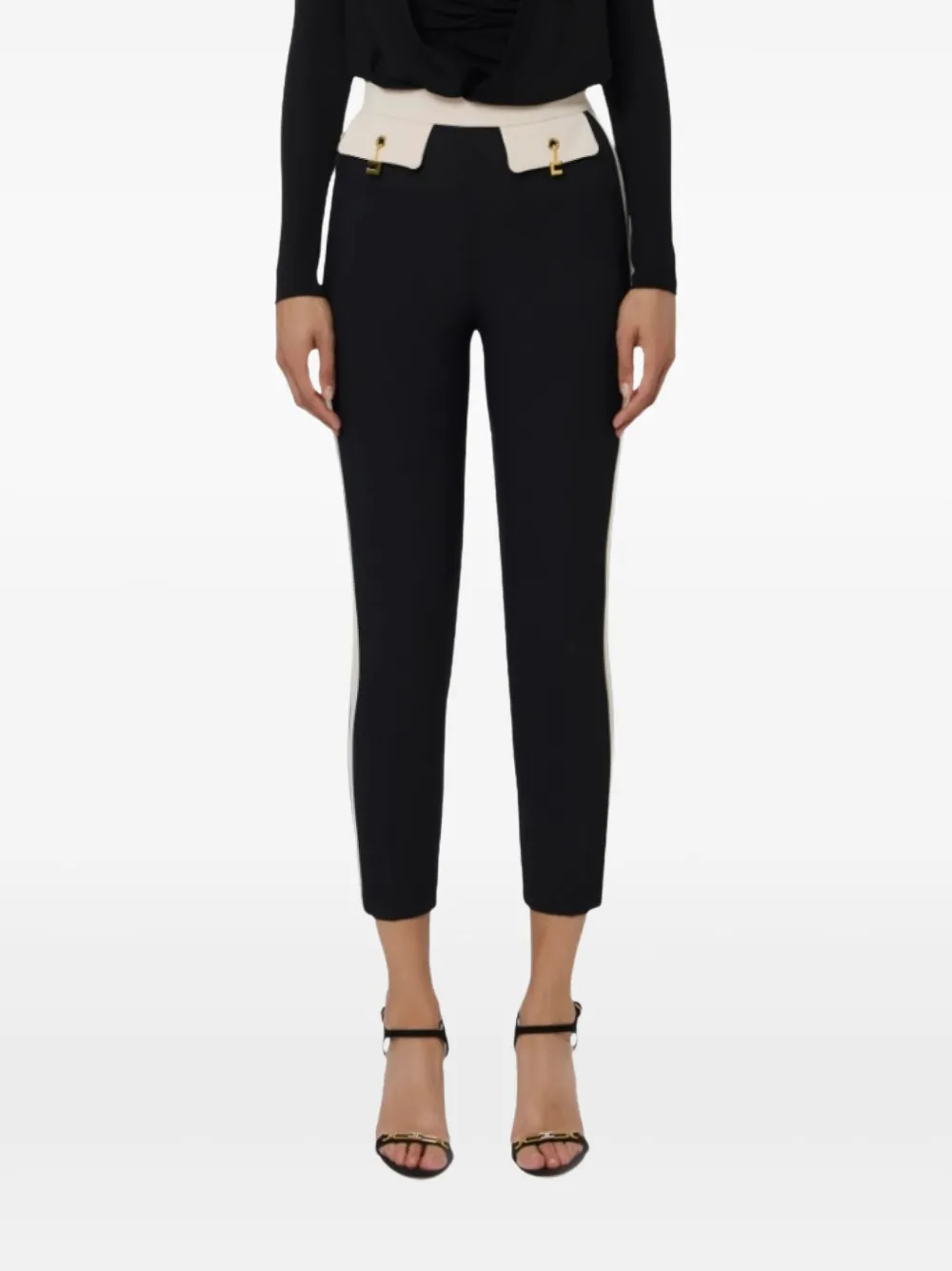 Elisabetta Franchi Broek met gouden detail en vlakken - Zwart