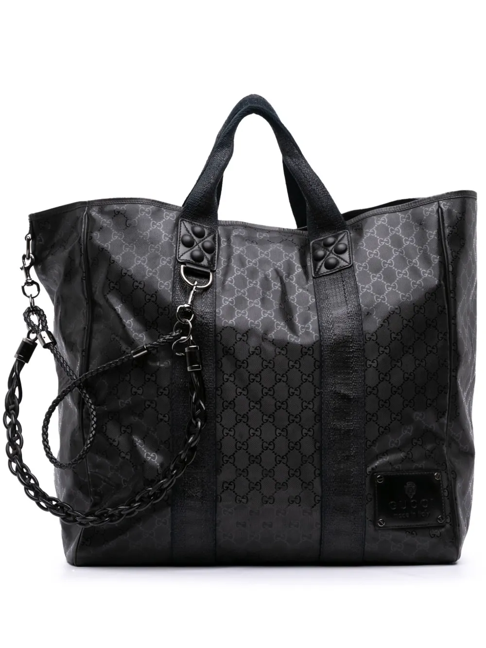 Gucci Pre-Owned 2016-2025 ラージ GGインプリメ オーバーサイズ ハンドバッグ - ブラック Gucci Pre-Owned 2016-2025 ラージ GGインプリメ オーバーサイズ ハンドバッグ - ブラック