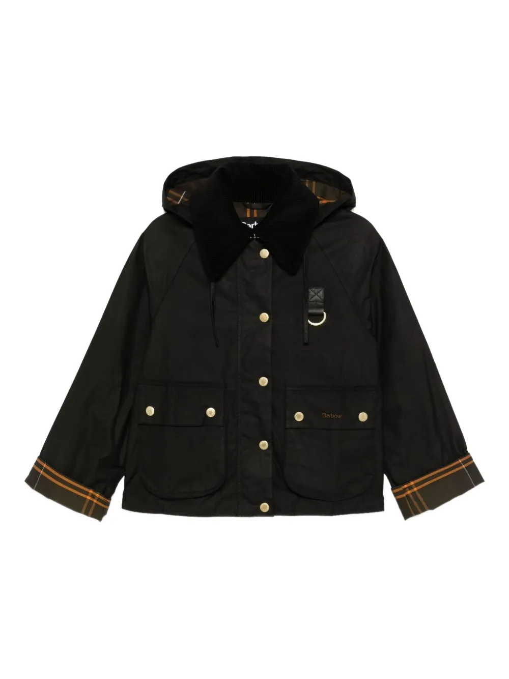 Barbour Reighton Spey Hooded Corduroy-collar Jacket In Black