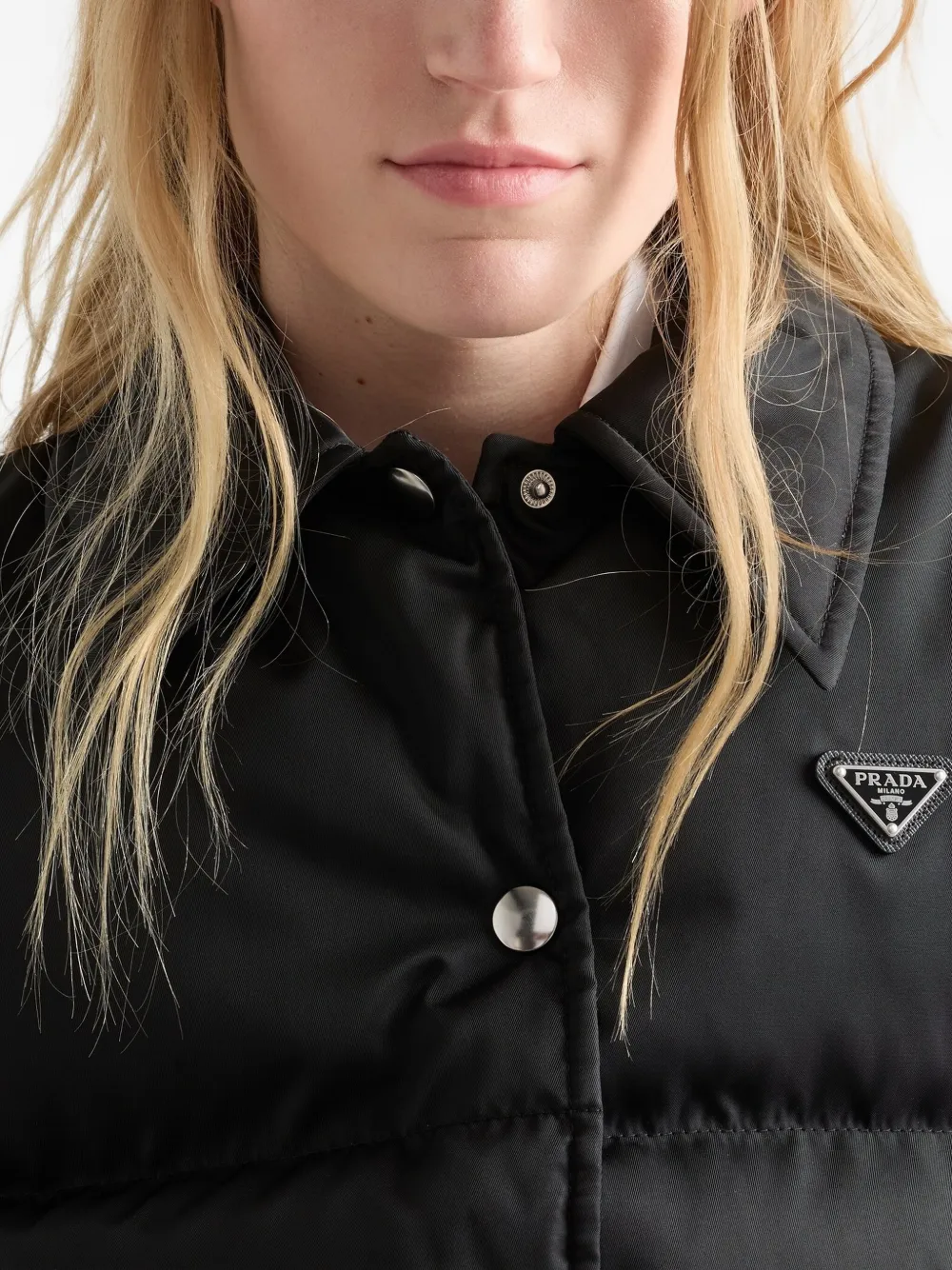 Prada Wattierte Weste Mit Druckknopfverschluss In Black