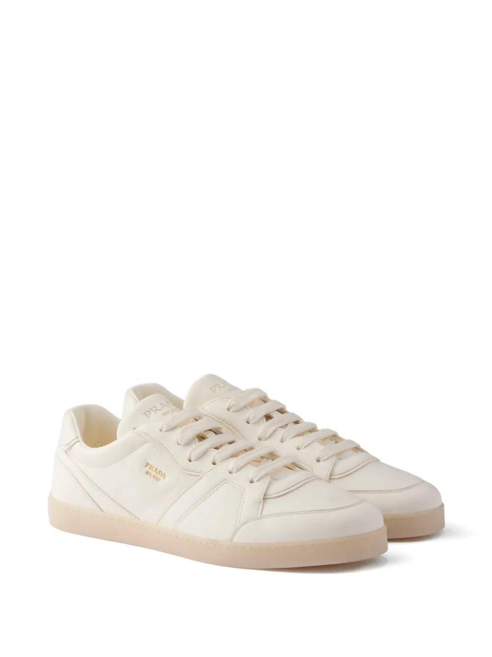 Prada logo-print leather trainers Neutrals