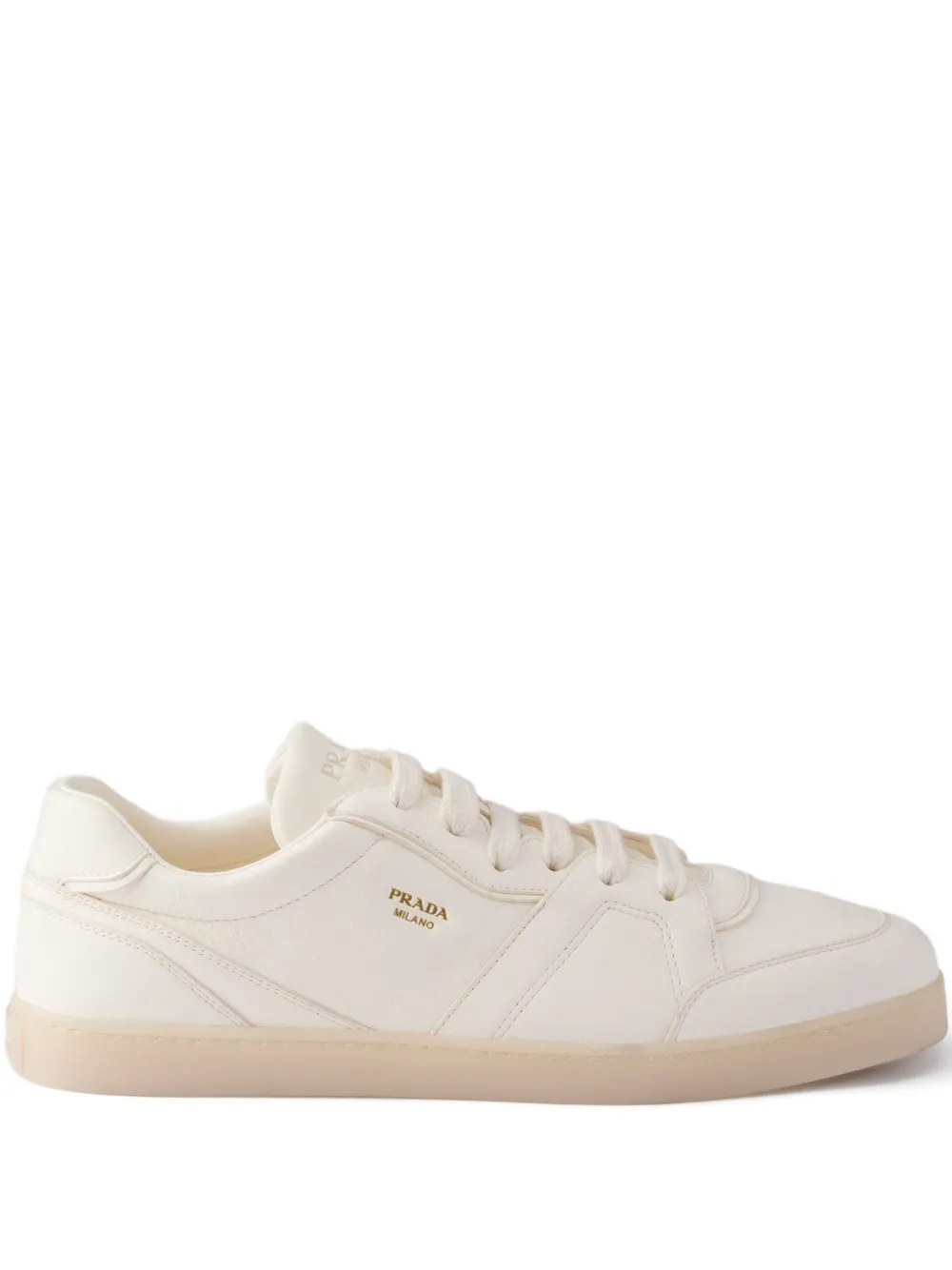 Prada logo-print leather trainers - ニュートラル Prada logo-print leather trainers - ニュートラル