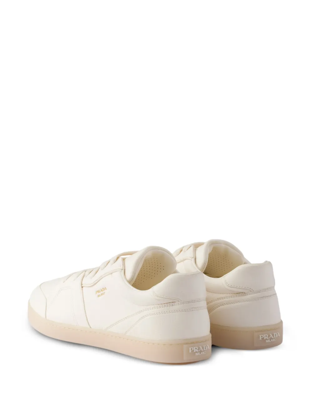 Prada logo-print leather trainers Neutrals