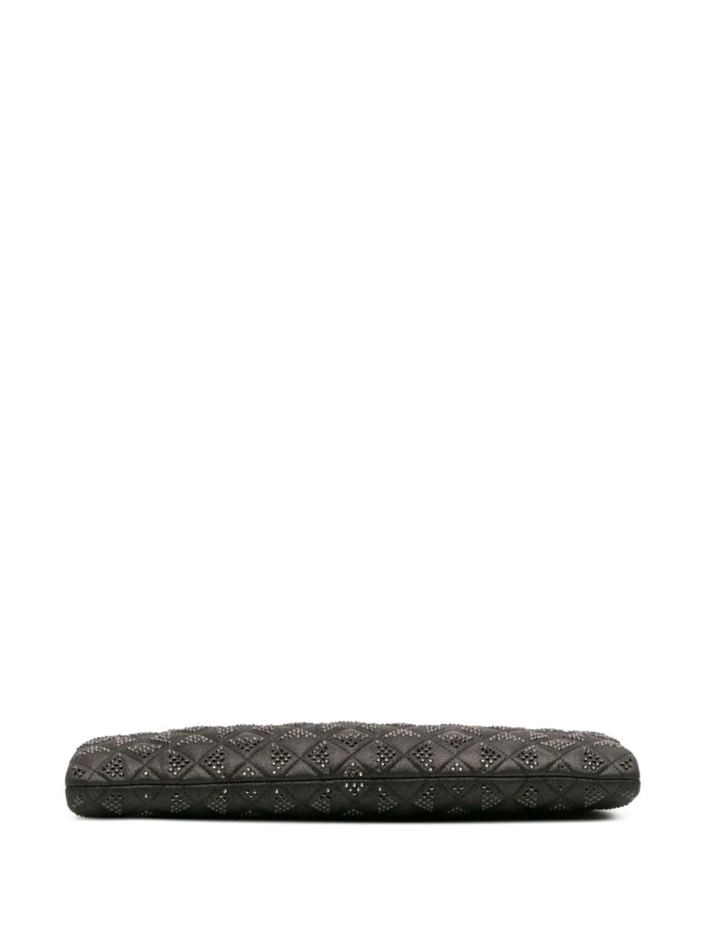 Pre-owned Chanel 2015-2016 Cc Quilted Iridescent Lambskin Crystal Long Clutch Bag In Black