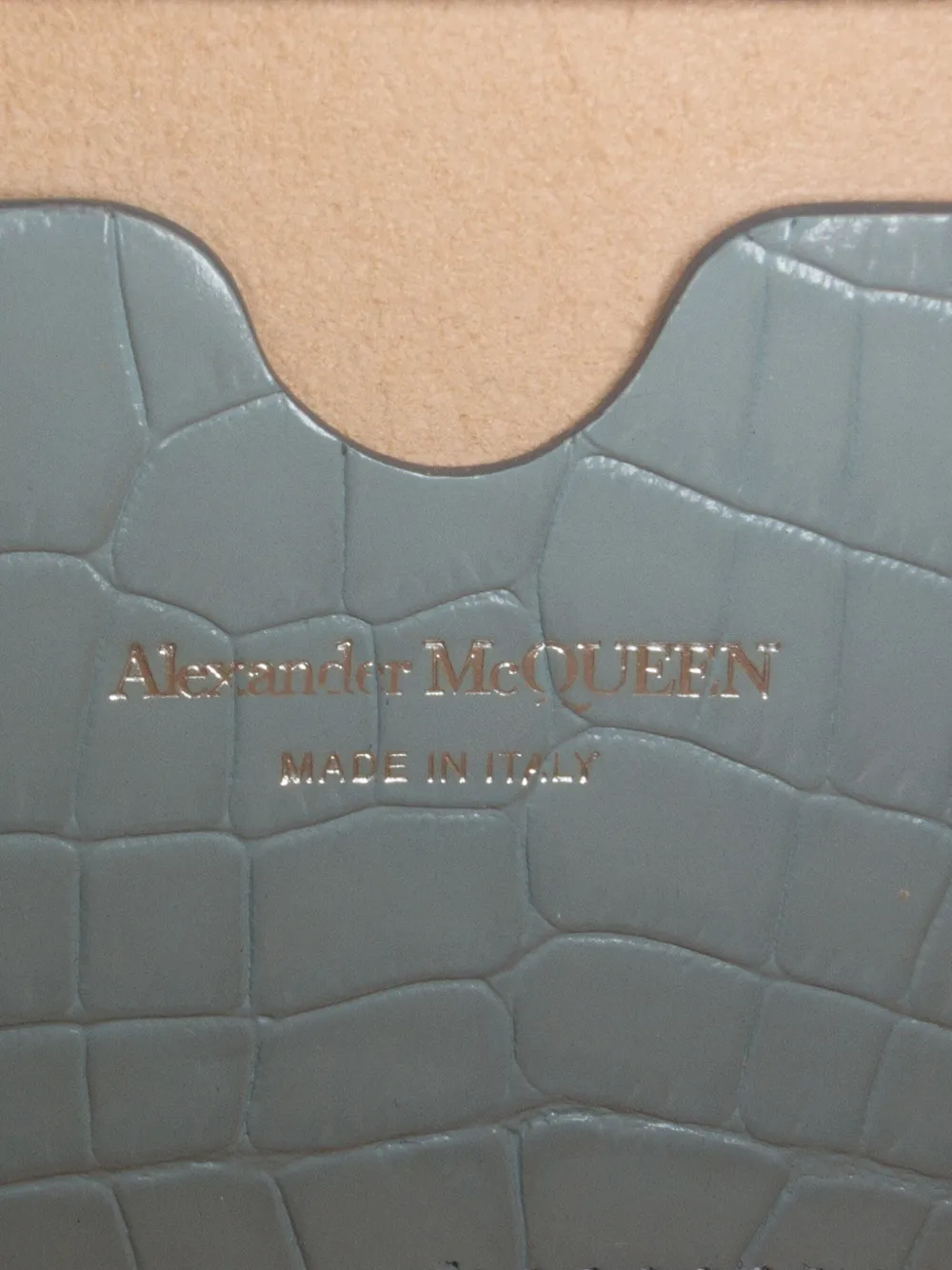 Pre-owned Alexander Mcqueen 2010-2025 Croc Embossed Calfskin Skull Knuckle Duster Crossbody Bag In Blue