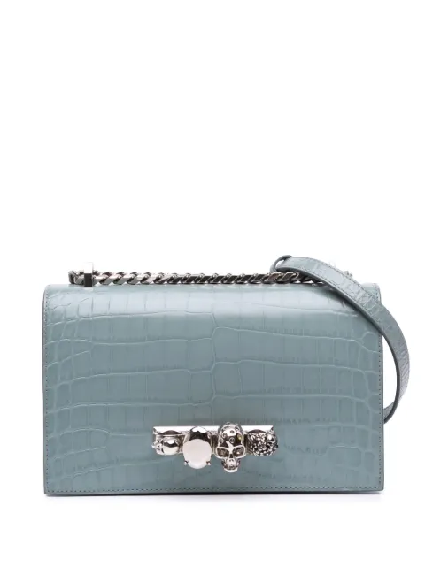 Alexander McQueen Pre-Owned 2010-2025 Croc Embossed Calfskin Skull Knuckle Duster crossbody bag