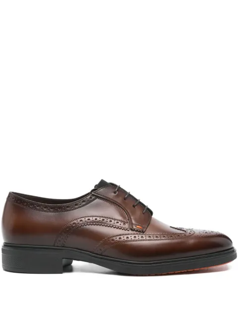 Santoni brogue-detail leather derby shoes