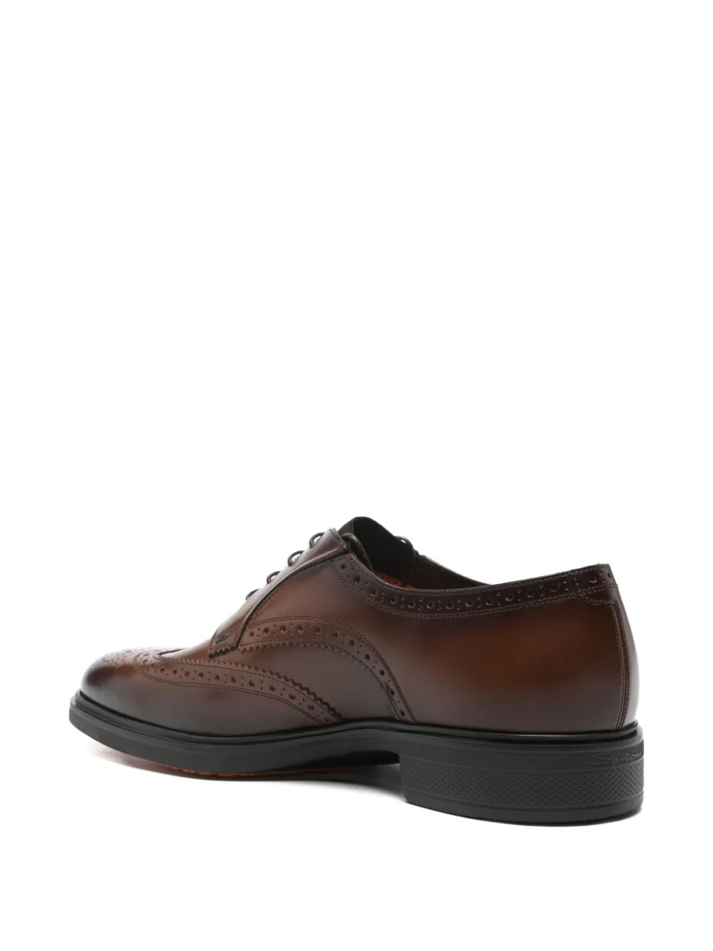 Santoni Brogue-detail Leather Derby Shoes In Brown