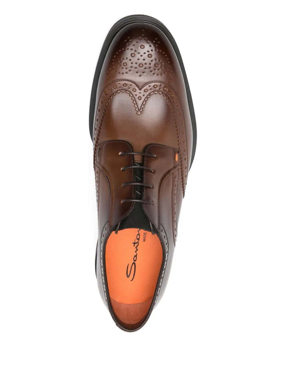 Santoni Brogue-detail Leather Derby Shoes In Brown