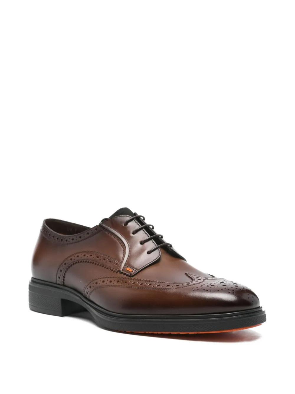 Santoni Brogue-detail Leather Derby Shoes In Brown